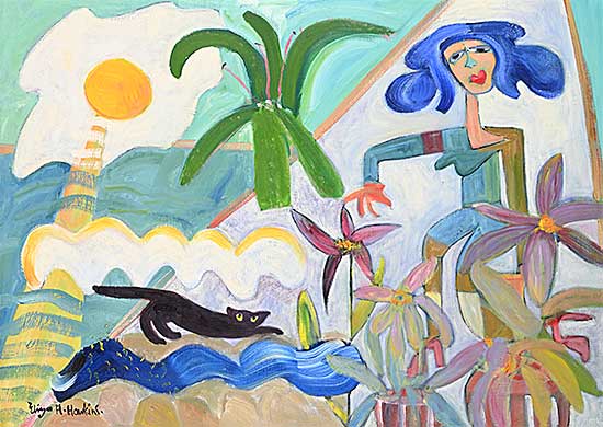 #2160 ~ Hawkins - Woman with a Cat