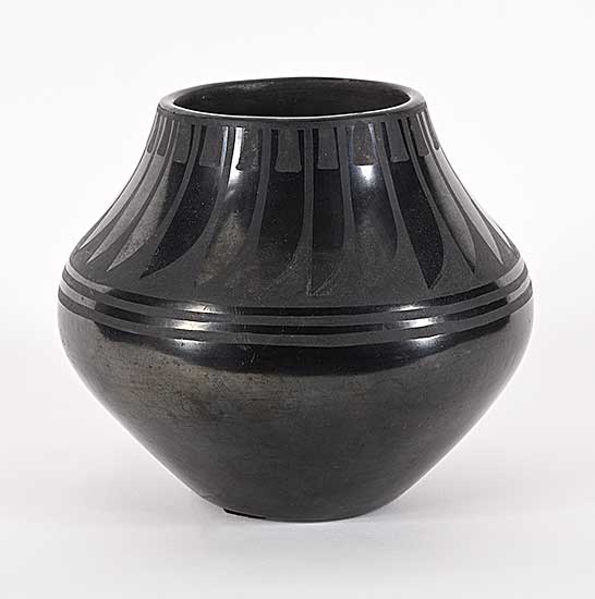 #2244 ~ Martinez - Untitled - Black Feather Vase