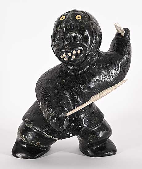 #1395 ~ School - Untitled - Inuit Warrior with Spears