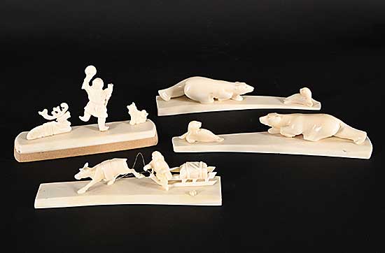 #1417 ~ School - Untitled - Four Bone Carvings
