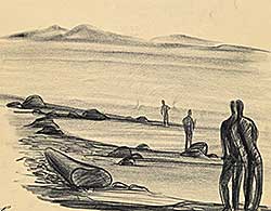 #1580 ~ Robinson - Untitled - Figures on the Beach