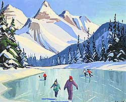 #352 ~ Law - Grandchildren Skating in the Rockies