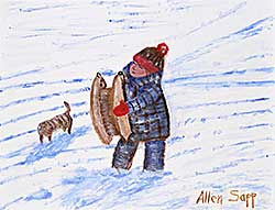 #509 ~ Sapp - Untitled - Little Fellow Going Sledding