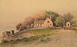 #556 ~ Verner - Untitled - Figure and Wagon in a Coastal Village