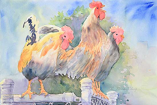 #2047 ~ Chang - Untitled - Roosters