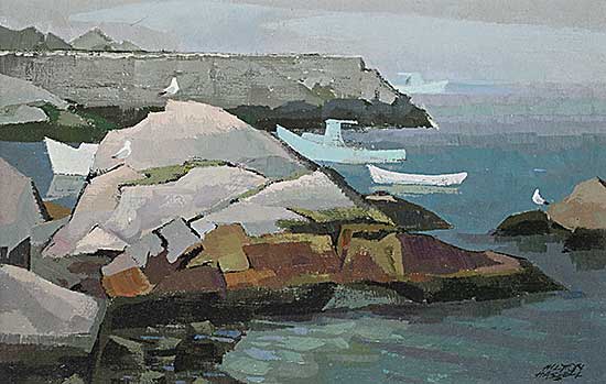 #140 ~ Hassell - Rocks and Gulls, Middle Point Cove, N.S.
