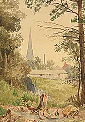 #1204 ~ Martin - Wood Scene with Church Tower