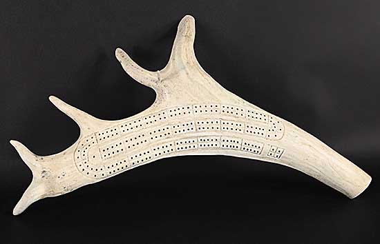 #1102 ~ Aklavit - Untitled - Scrimshaw Cribbage Board