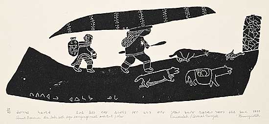 #1105 ~ Amittu/Nunga - Inuit Traverse the Lake with Dogs Carrying Meat and Tent Poles  #20/40