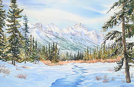 #1509 ~ Barry - Untitled - Mountains and River in the Snow