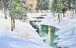 #1510 ~ Barry - Untitled - Snowy Scene by a Brook