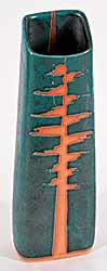 #99.1 ~ Lindoe - Untitled - Teal and Orange Vase