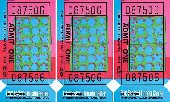 #258 ~ Warhol - Lincoln Center Ticket  #90, #91 and #93/200