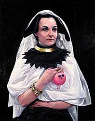 #210 ~ Flodberg - Portrait with Veil and Pink Keychain