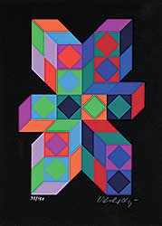 #257 ~ Vasarely - Untitled - Colourful Blocks  #33/150