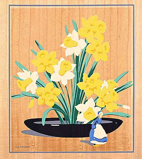 #2058 ~ Casson - Untitled - Daffodils with Delph Figure