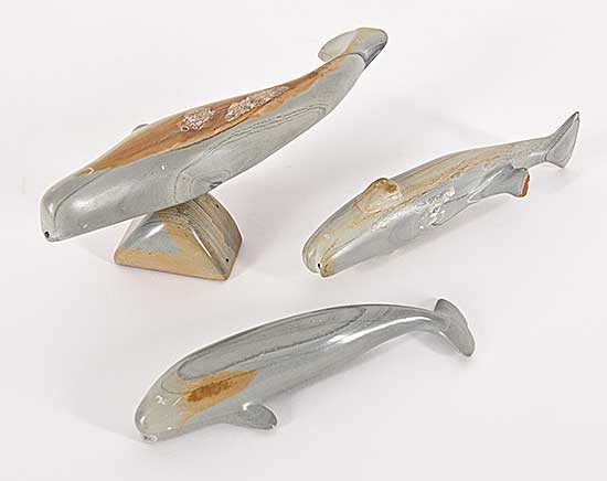 #1241 ~ School - Untitled - Three Small Whales with Base