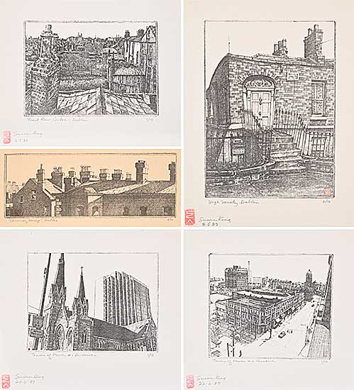 #1311 ~ Berman - Untitled - Lot of Five Building Prints