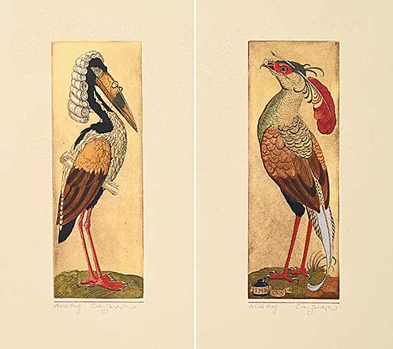 #1436 ~ van Sandwyk - Untitled - Aviary Court Etchings  #Artist's Proof