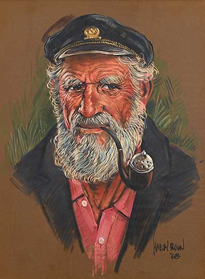 #2038 ~ Brown - Untitled - Man with Pipe