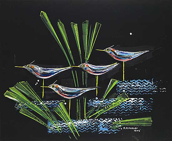 #2178 ~ Hurley - Untitled - Birds in the Reeds