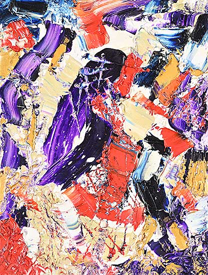 #2263 ~ Moreau - Untitled - Red, Purple and Yellow Abstract