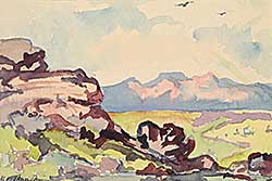 #2375 ~ Thornton - Untitled - Mountain View with Birds