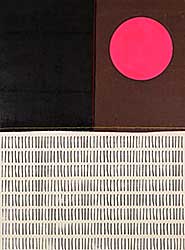 #1014 ~ Hill - Pink Sun, Yellow Line with Many Marks