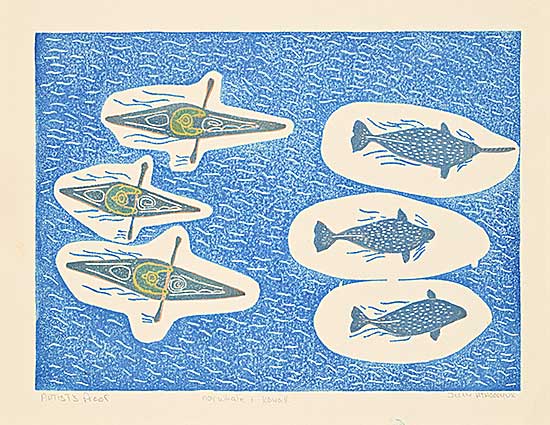 #1230 ~ Atagooyuk - Narwhale + Kayak  #Artist's Proof