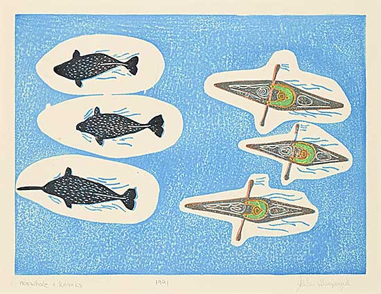 #1231 ~ Atagooyuk - Narwhale + Kayaks