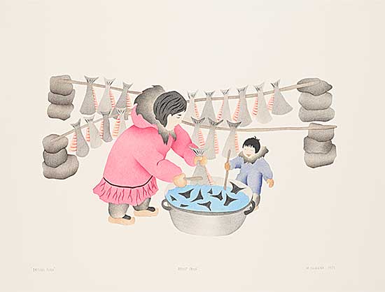 #1352 ~ Okheena - Drying Fish  #Artist's Proof