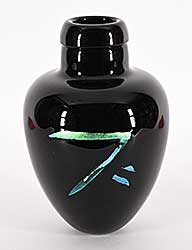 #1536 ~ Hall - Untitled - Black and Green Pot with Symbol III