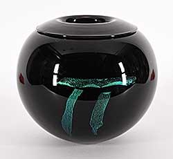 #1537 ~ Hall - Untitled - Black and Green Pot with Symbol II