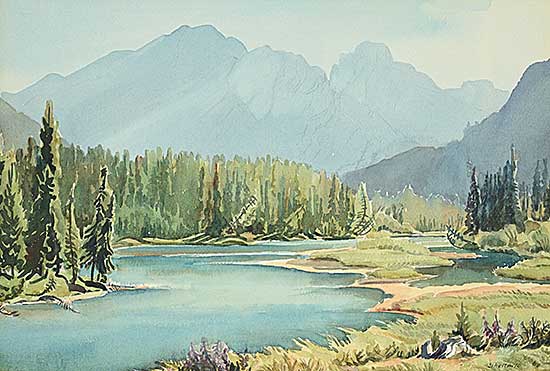 #520 ~ Shelton - Untitled - Bow River [Mount Bourgeau]