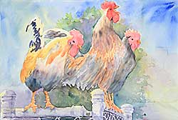 #2047 ~ Chang - Untitled - Roosters