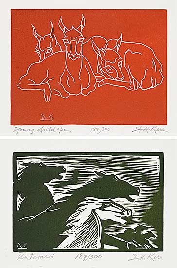 #2158 ~ Kerr - 'Young Antelope' and 'Untamed' Prints with Book