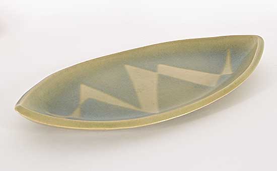 #2201 ~ Lindoe - Untitled - Green Leaf Form Dish