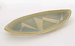 #2201 ~ Lindoe - Untitled - Green Leaf Form Dish