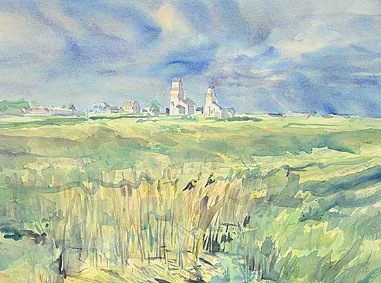#2313 ~ Rigaux - Untitled - Grain Elevators in the Distance