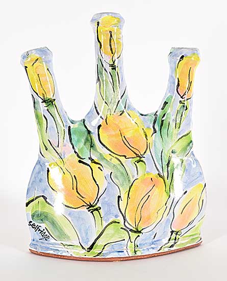 #2347 ~ Selfridge - Triple Stemmed Tulip Vase