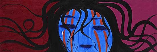 #1044 ~ Bruce - Untitled - Abstract Warrior [Blue and Orange]