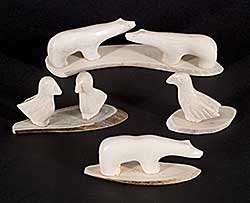 #1051 ~ Colbourne - Lot of Four Bear and Bird Sculptures