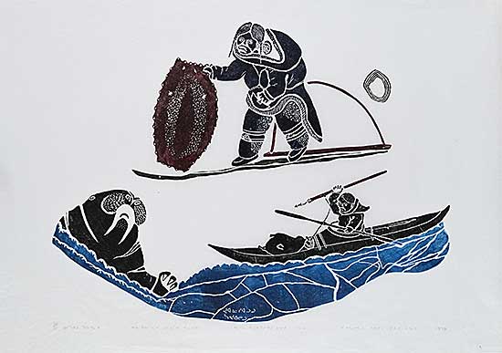 #1109 ~ Irqumia - Untitled - Woman at Work, Hunter in Kayak  #26/50