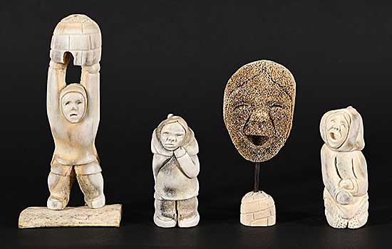 #1135 ~ Kayakjuak - Lot of Four Small Inuk Sculptures