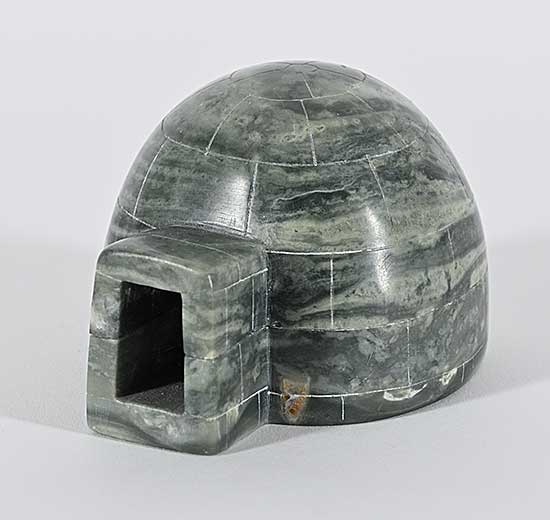 #1143 ~ Kuhoktak - Untitled - Igloo Interior with Man Preparing Meat