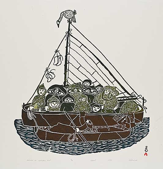 #1226 ~ Ashoona - Eskimos on Sealskin Boat  #18/50