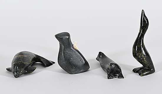 #1320 ~ School - Lot of Four Animal Stone Sculptures