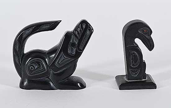 #1330 ~ School - Lot of Two Small Argillite Sculptures