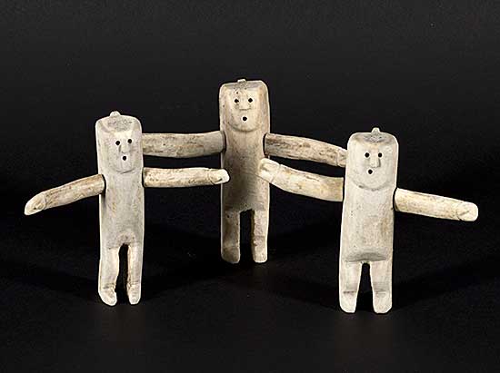 #1338 ~ School - Untitled - Three Hunters Comparing Fish Size