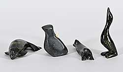 #1320 ~ School - Lot of Four Animal Stone Sculptures